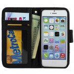 Wholesale iPhone 5 5S Simple Leather Wallet Case with Stand (Black)